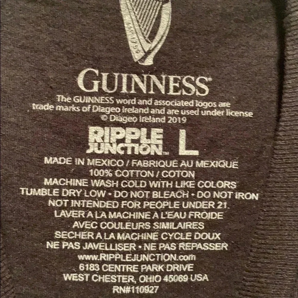 GUINNESS Beer T Shirt Arth Guinness Signature Black Tee Size Men’s Large New - Picture 4 of 6